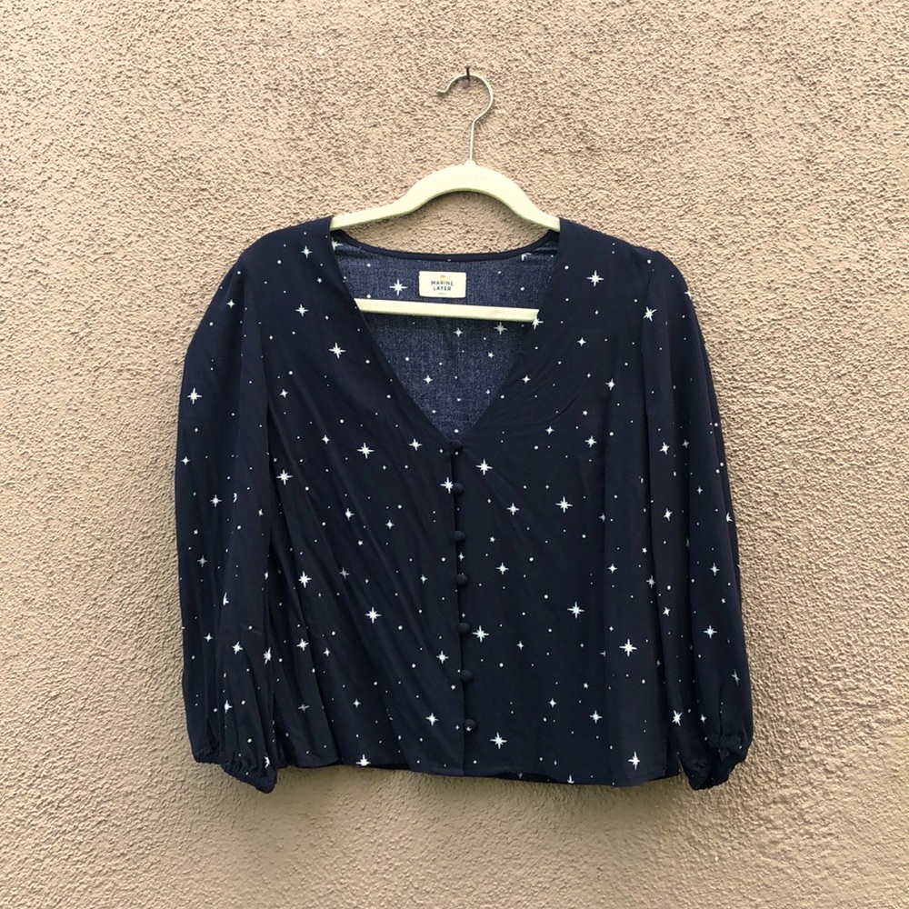 Button Down Black with Stars Blouse